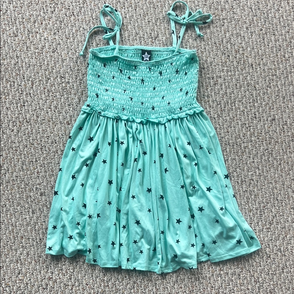 Pixie Lane Girls Mint Green Star Print Tie-Shoulder Sundress